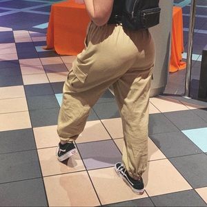khaki cargo jogger pants